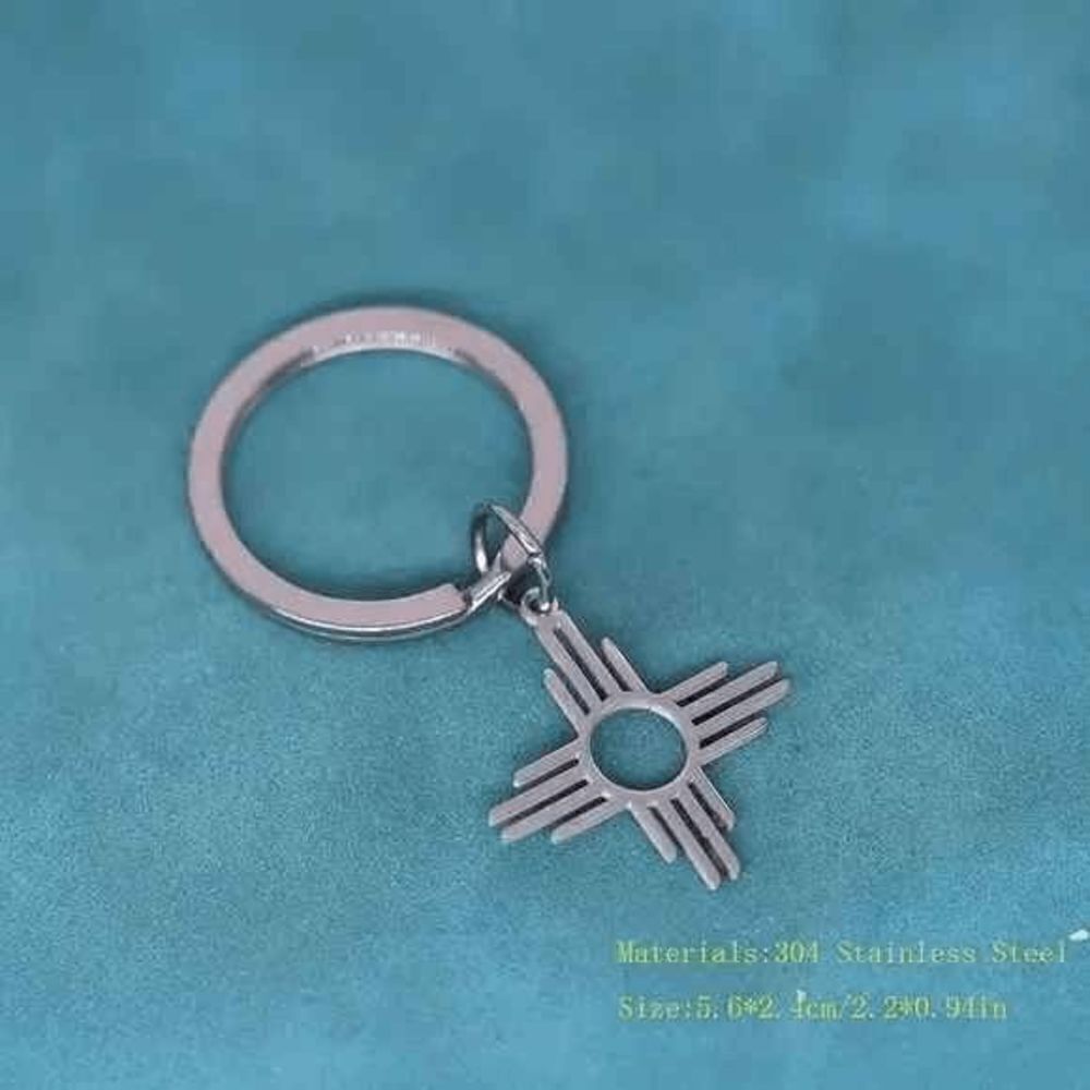 Zia Symbol Gold Keyring Keychain - Picture 4 of 4